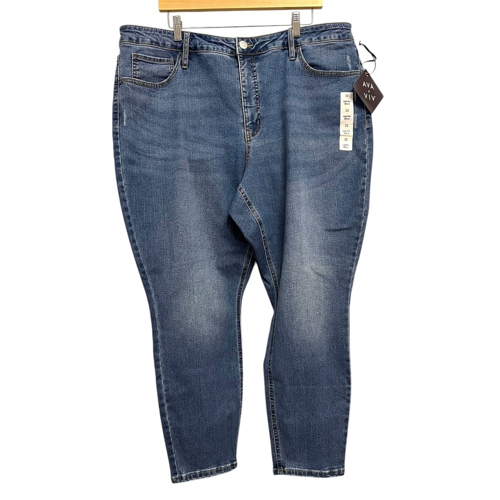 Ava & Viv Skinny Jeans Womens 22 Blue High Rise Stretch Medium Wash Denim Casual